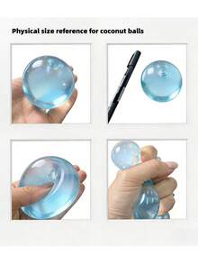 5.5厘米/2.17英寸可塑形慢回弹蓝色椰子油手工减压球，薄荷蓝椰子油手工挤压球，纯手工DIY减压玩具，柔软蓬松水晶球，软饺子指尖玩具，，生日/圣诞节/节日礼物，超级减压工具，可重复使用 - 彩色 - 查看 4