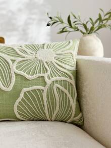 1 buah Sarung Bantal Hias Bordir Bunga Hijau Minimalis Modern, Sarung Bantal Bunga Musim Semi/Panas, Cocok untuk Dekorasi Dalam Ruangan, Sarung Bantal Sepanjang Musim, Isian Bantal Tidak Termasuk - Hijau - View 5
