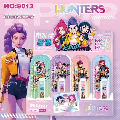 Hasbro 24Pcs K-POP Girl Group Themed 0.5mm Mechanical Pencil Set Display Pack, Retractable Pencils With Protective Case & Lead Refills, Smooth Writing School Supplies For Students Teens