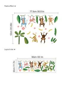 水彩恐龙和丛林动物墙贴 - 可移除乙烯基贴纸，适用于儿童卧室、托儿所、游戏室、教室、客厅墙面装饰、家居装饰、房间装饰、卧室装饰、厨房装饰、浴室装饰、墙面艺术装饰、客厅装饰 - 多色 - 查看 14