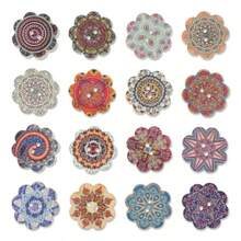 100 Pcs Vintage Wooden Flower Shaped Buttons 0.59 Inch Wood Flower Decorative Button 2 Holes Antique Wooden Buttons Assorted Color Natural Wood Button For Men Women Sewing Knitting Crafts Clothes - Multicolor - View 7