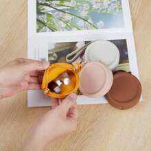 1pc Circular Silicone Dog Treat Bag, Pet Snack Bag, Coin Pouch, Earphone Case, Zipper Storage Bag - Multicolor - View 5