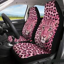 1件装独特豹纹及豹头图案汽车座椅套，透气冰丝面料坐垫，适用于SUV和轿车，四季皆宜，防尘可水洗 - 彩色 - 查看 6