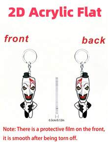 2 pièces Porte-clés en acrylique 2D personnage de dessin animé d'horreur, pendentif visage de fantôme mignon, accessoire de téléphone, décoration de voiture, décoration de sac à dos, ornement de mode à suspendre, cadeau de couple, fournitures de fête, idéal pour les vacances - Multicolore - Voir 6