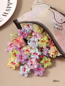 10/20/30个装 女士彩色樱花发爪夹，迷你优雅马尾发爪，夏季海滩度假发饰发夹 - 彩色 - 查看 6