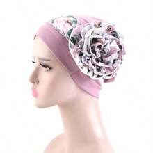 女士花卉帽，弹性贝雷帽头巾复古头巾帽，化疗帽 - 彩色 - 查看 14
