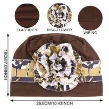 女士花卉帽，弹性贝雷帽头巾复古头巾帽，化疗帽 - 彩色 - 查看 3