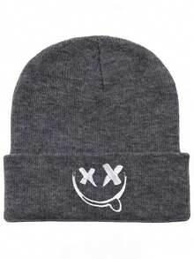 1pc/2pcs Acrylic Embroidered Winter Beanie Hat, Unisex Knit Cap For Autumn & Outdoor Casual Wear - A - View 6