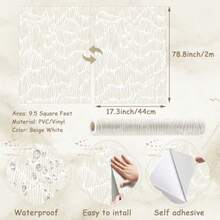 Beige Wallpaper 17.3*78.8 Modern Striped Peel And Stick Wallpaper Boho Removable Self Adhesive Wall Paper For Bedroom Waterproof White And Gold Contact Paper For Cabinets Vinyl - 淺褐色的 - 查看 3