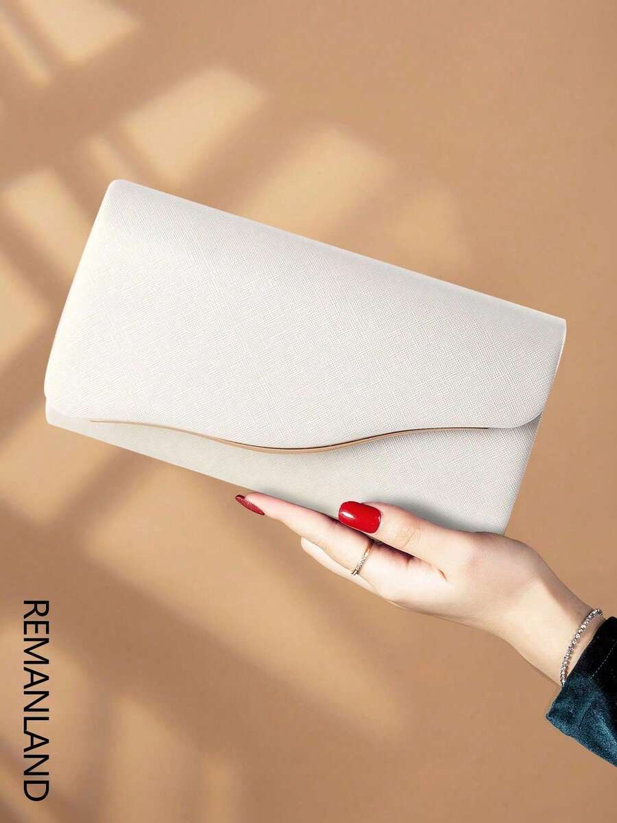 REMANLAND Luxury PU Solid Color New Women's Clutch Bag, Glamorous And Fashionable Flap Party Evening Bag With Hidden Card Slots And Compartments, Detachable Metal Chain Shoulder/Crossbody Strap, Suitable For Parties, Galas, Gatherings, Weddings, And Makes A Great Gift