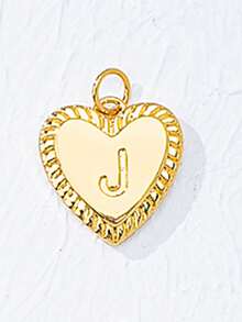 1件18K镀金不锈钢字母项链，带登山扣吊坠，字母爱心吊坠项链，DIY字母饰品，送给她的礼物 - 金色 - 查看 7