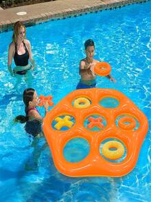 Set Permainan Tic Tac Toe Tiup untuk Kolam Renang, Papan Permainan Lempar Air Raksasa dengan Cincin Apung X/O, Mainan Pesta Interaktif Kolam Renang Luar Ruangan untuk Dewasa, Mainan Bermain Air Pantai Musim Panas - MultiWarna - View 3