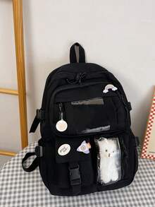 Aesthetic Large Capacity Backpack Featuring Multi-Pocket Tech Compartment And Water-Resistant Fabric School Backpack Ideal For Teen Girls Women College Students With Ergonomic Padded Straps Large Capacity Perfect For Campus Library Daily Commute Travel Portable Laptop Compartment For Teen Girls Women College Students Boys And Men College Elementary School Middle School High School Work Business Commute Outdoors Travel Outings School Supplies School Bag Backpack For School Back To School Backpack School Bookbag Big Backpack Backpack School Back To School Bags Lightweight Classic Casual Suitable For Teen Girls Women College Students Perfect For Back To School First Day Of School Middle School High School - 黑色 - 查看 3