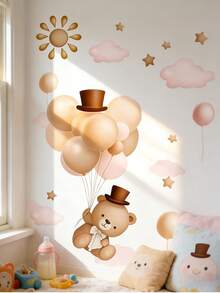 Removable Bear Balloon PVC Wall Stickers For Nursery Living Room Bedroom Bathroom Decorative Baby Favorite Bear Decals - Multicolor - View 2