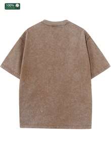 100 Percent Cotton Relaxed-Fit Short-Sleeve Two-Piece Set. Featuring A Flame-Inspired Logo And Star Emblem, This Design Blends Artistic Flair With Distinctive Appeal-A Unique Print That Ensures You Stand Out From The Crowd. Perfect For Everyday Casual Wear, It's An Essential Piece For Spring And Summer Outfits.Gras.Graphic T Shirts.Vintage T Shirts.Men 2 Piece Set.Conjunto Para Hombre.Hellsta R.Men Shorts Set. - Brown - View 3