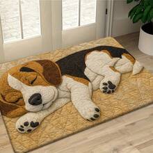 1pc Cute Sleeping Dog Pattern Doormat, Soft Color, Delicate Printed Floor Mat, Suitable For Bedroom, Kitchen, Dining Room, Bathroom And Other Occasions, Foldable And Washable, Home Decor Area Rug - Multicolor - View 1