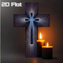 1 Pieza Cruce de Pared de Madera Vintage - 8x12 Pulgadas Decoración Religiosa de Madera Falsa, Tallada Intrincadamente, Decoración Azul y Dorada, Adecuada para Iglesias, Salas de Oración Familiares o Regalos Espirituales, Decoración del Hogar Espiritual, Plano 2D - Retro - Ver 6