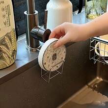 1个不锈钢水龙头收纳架，厨房海绵沥水架，磁性水槽置物架，浴室清洁布挂架，多功能梳妆台收纳架，坚固防滑快速排水防霉厨房清洁工具收纳架 - 彩色 - 查看 4