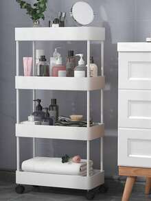 多功能白色滚动滑动式储物架，多层超薄带排水孔储物推车，纤薄储物推车，移动储物架，窄型储物架，浴室储物架，适用于厨房、浴室、洗衣房，节省空间的储物架，多层落地式储物架，适用于厨房、洗衣房和其他狭窄空间的塔式储物架 - 彩色 - 查看 5