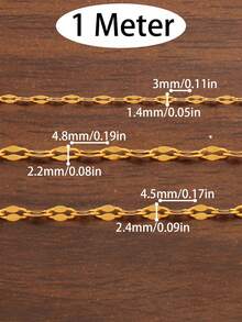 100厘米 18K镀金不锈钢唇链 散装扁平椭圆形缆绳链，适用于DIY珠宝制作，可搭配手工腰链、手链、项链等配件 - 嘴唇鏈 - 查看 2