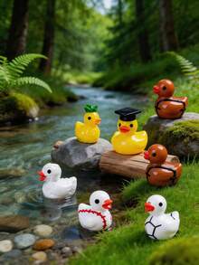 15pcs Assorted Mini Resin Duck Figurines, Cute Animal Decor, DIY Craft And Desktop Ornaments, Random Styles - A - View 6