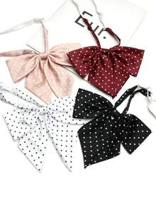 Pink Polka Dot Bow Tie, JK School Style Accessory, Youthful & Versatile Shirt Decor, Graduation Photo Prop - Multicolor - View 1