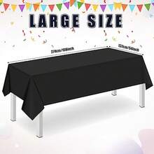 16 Pack Black Plastic Tablecloth for Rectangle Tables Premium Decorative Black Disposable Table Cloths for Parties Bulk Rectangle Party Table Cover for Birthday Wedding Anniversary 54 x 108 Inch - Negro - Ver 4