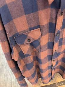 Men's Long-Sleeved Flannel Plaid Dress Shirt, Sizes S To XL - màu nâu - Xem 2