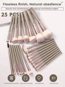 41件套化妆工具套装，包括：25支化妆刷套装+6个迷你化妆海绵+3个化妆海绵+3个迷你气垫粉扑+3个三角粉扑+1个化妆刷清洁工具，一应俱全，新手友好 | 方便旅行携带，送礼佳品 | 新手/女性的完美之选 - 彩色 - 查看 2