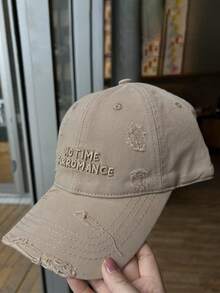 女士棒球帽，韩式宽檐，刺绣，做旧，休闲，时尚，百搭 - 破洞 - 查看 8