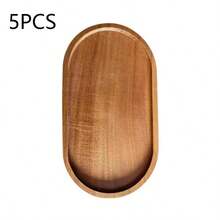 5PCS Oval Wooden Tray Set, Natural Acacia Wood Serving Trays With Smooth Round Edge, Multifunctional Large Wood Platter For Kitchen, Dining Room, Picnic, Bathroom, Ideal For Serving Food, Fruit, Dessert, Storage & Decor, Waterproof & Anti-Scratch, Easy To Clean, Durable Wood Tray For Home & Outdoor Use - View 6