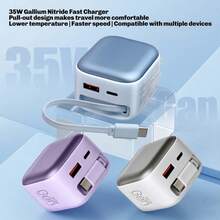 35W GaN 墙式充电器，美规插头 USB-C 充电器，快充适配器，带 USB A+C 双端口，附带 Type-C 数据线，兼容 17/16/15，充电套装 - 美規A型插(110-127V) - 查看 3