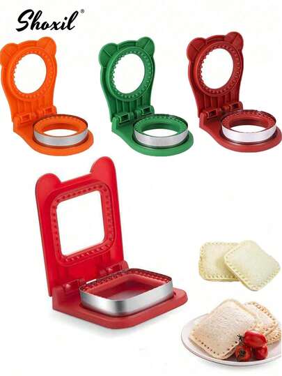 shoxil 1 Máy cắt và dán bánh mì sandwich - Máy làm bánh mì kẹp không vỏ cho trẻ em, Khuôn bánh mì kẹp bỏ túi, Phụ kiện hộp cơm trưa, Đồ dùng học tập hoàn hảo cho việc chuẩn bị bữa trưa và đồ ăn nhẹ.