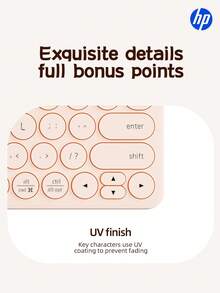 HP Bluetooth Keyboard, Ultra-Thin Wireless Keyboard, Suitable For IPad, Rechargeable Ergonomic Computer Keyboard, Compatible With IOS, Android, Windows PC, Tablet And Mobile Phone, Pink, White - View 9