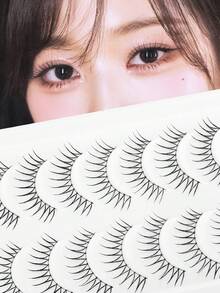 10对韩式U型女团假睫毛，清纯迷人偶像风假睫毛，自然逼真假睫毛 - 黑色 - 查看 1