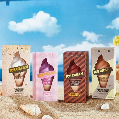 1 X 100ml Quirky Ice Cream Scented Fragrance Mist - Long Lasting Aroma, Sweet Feminine Scent, Multiple Fragrances Available (Vanilla/Coconut/Cherry/Chocolate). Home Fragrance Suitable For Bedroom And Bathroom. Ideal For Dates, Daily Use, Parties, Birthdays Or Christmas Gifts.