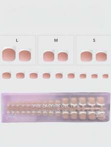 150pcs Short Square Press-On Toenails, Pink French Soft Gel Nail Tips, Suitable For DIY Fake Nails, Minimalist & Versatile, 15 Sizes, For Women Nail Supplies - 棕色 - 查看 10