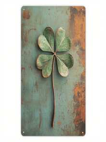 Vintage Four-Leaf Clover Metal Wall Art, Rustic Metal Plaque With Faux Aged Green Enamel And Distressed Texture, Unframed, Suitable For Home, Bar, Cafe, Restaurant, Garage Decor - Perfect For Christmas, Halloween, Easter, Thanksgiving, St. Patrick's Day, Bar Decor | Vintage Wall Art | Unframed Metal Wall Art Decor, Great For Room Decoration - Four-leaf Clover - View 6