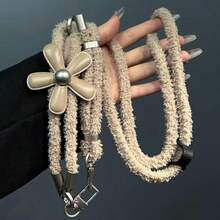 1pc Adjustable Plush Flower Phone Lanyard, 2-In-1 Wrist Strap & Crossbody Phone Chain, Luxury Bee Camera Shoulder Strap, Autumn/Winter - Multicolor - View 5