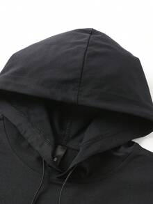 Men's Spring Letter Print Hooded T-Shirt T-Shirt Top, Short Sleeve, Couple Matching, Suitable For Spring, Summer And Autumn - Black - View 5
