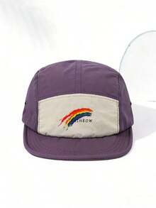 男士彩虹骄傲图案五片帽 | 可调节短帽檐老爹帽 | 休闲街头风棒球帽，节日礼物 - 彩虹帽 - 查看 4