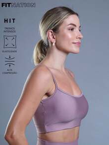 FITNESS TOP WITH NON-TRANSPARENCY STRAPS AND HIGH SUPPORT - Rusty Rose - View 2