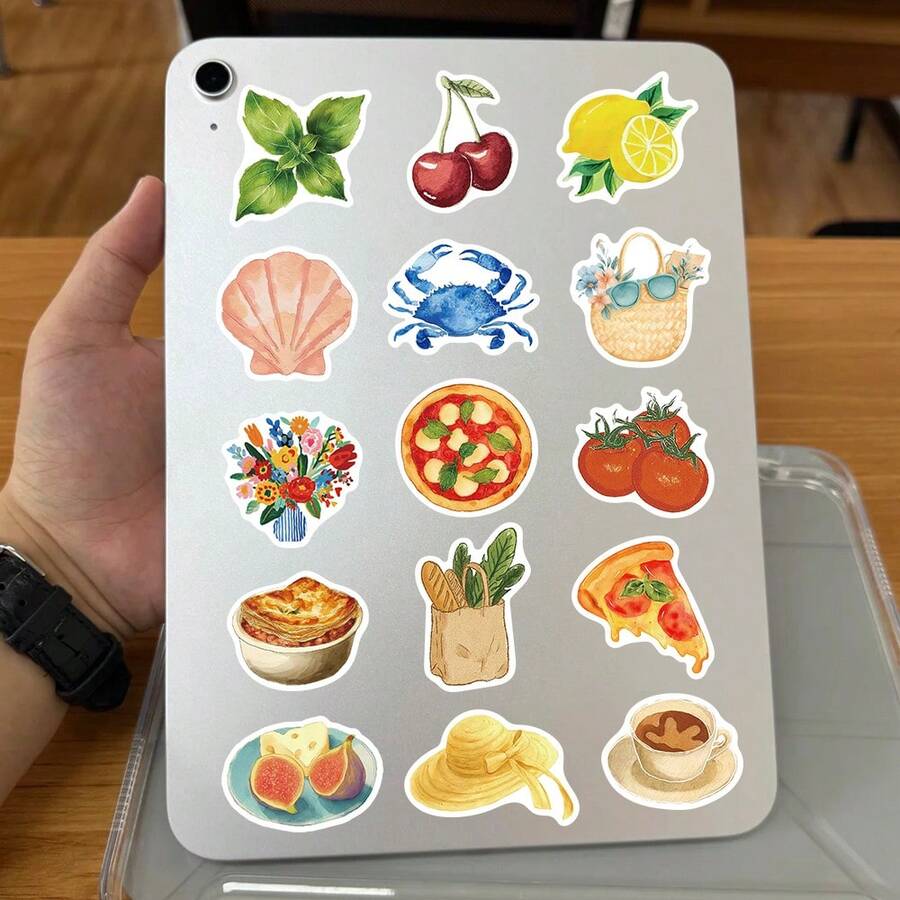 50pcs Mediterranean Style Stickers Decor For Phone Case, Skateboard, Guitar, Tablet, Planner, Diary, Luggage, Holiday & Party Gifts - Mediterranean Style - View 1