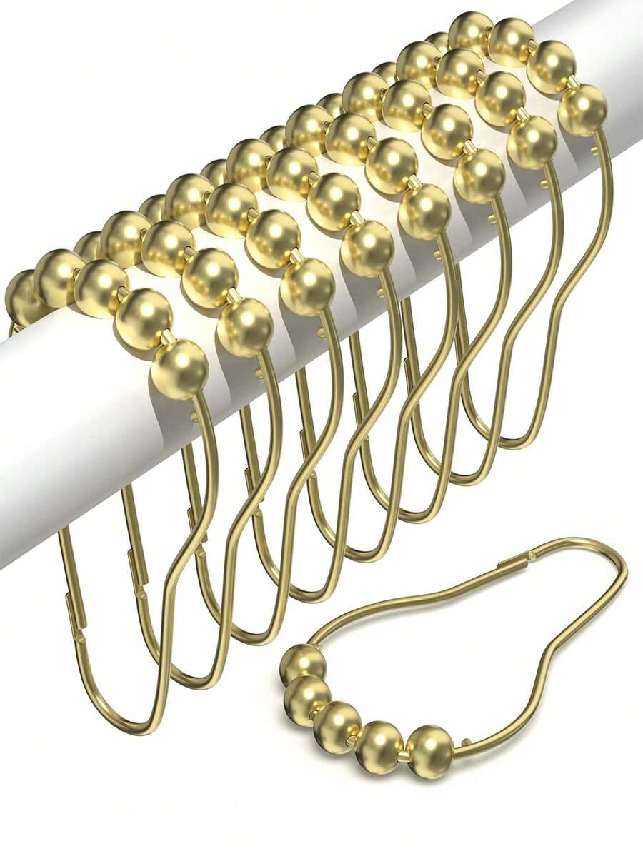 Bộ 24/12 móc treo rèm tắm dày, chống gỉ, được làm bằng gang với thiết kế ổ bi giúp dễ dàng sử dụng. - Nhiều màu - Xem 1