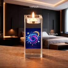 1个卡通星空月亮水晶烛台，适合节日派对、生日礼物、营造晚餐氛围 - 5cm*5cm*10cm - 查看 1