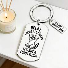 Stainless Steel Animal Keychains, Cute Cartoon Raccoon Bag/Wallet/Car Key Accessories, Creative Birthday/Christmas Gifts - Old Gold - View 1