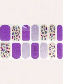 Purple Almond Nail Art Stickers, 3D Shell Shiny Nail Decals, Nail Foil Wraps For Women, Spring/Summer - Multicolor - View 3