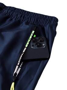 Women's Lightweight Workwear-Style Pants For Spring And Fall, Featuring A Drawstring Waist And Zippered Pockets. With A Simple, Solid-Color Design, They Are Perfect For Outdoor Activities And Everyday Fashion. - Màu xanh lam - Xem 4