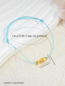 1pc Minimalist Handmade Fish Anklet/Bracelet, Adjustable, Suitable For Daily Wear In Summer - Baby Blue - View 2