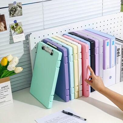 1pc Large Capacity A4 Folder Storage Box - Colored Chalk Paper Organizing Box With Handle, Suitable For Students, Teachers, Offices - Organizing Papers, Scores, Books, And School Supplies